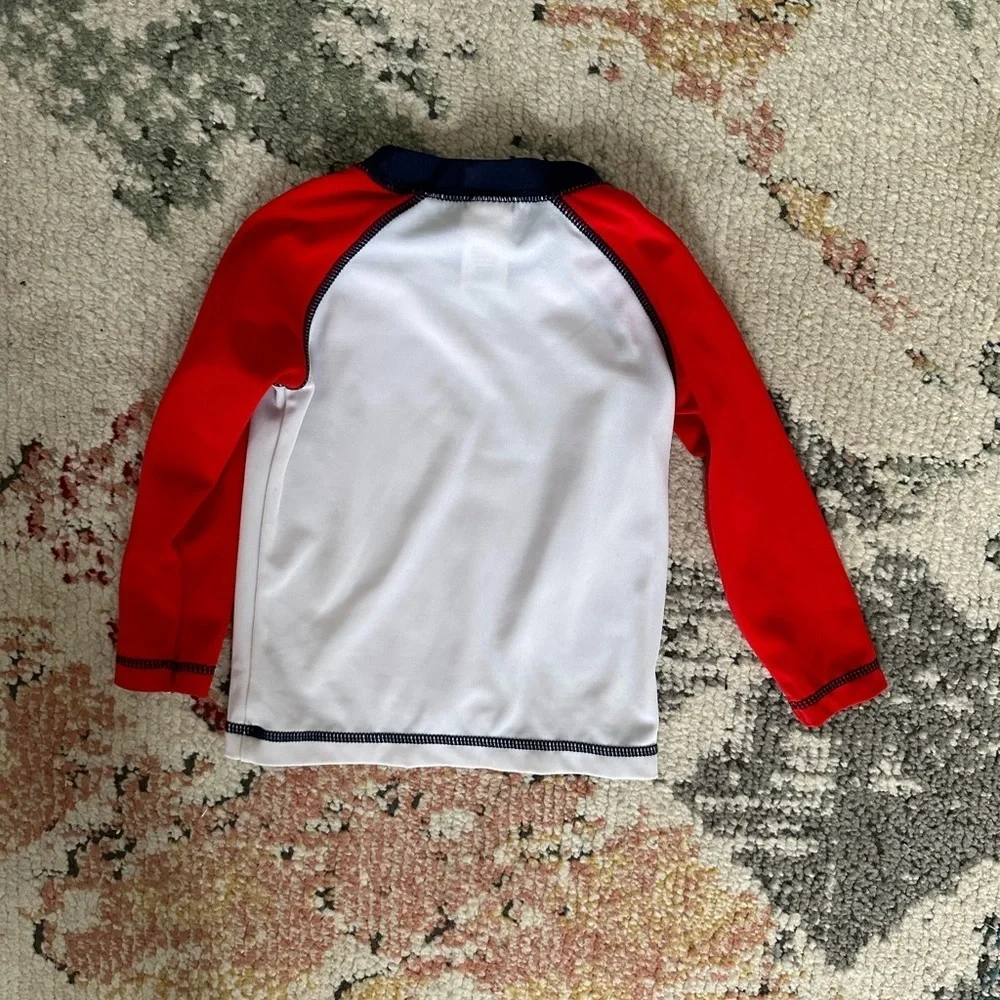 Gymboree Long Sleeve Swim Rash guard Red White Blue 12-18 Months baby Boy Shirt